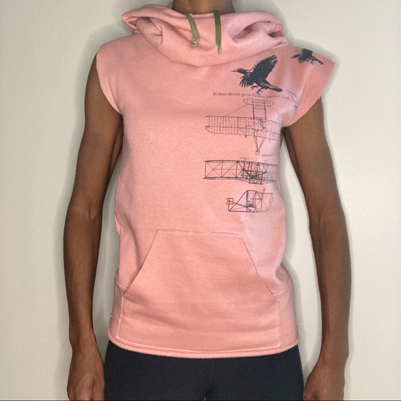 Dear Pony Pink Hoodie with Cut Off Sleeves Shirt - Picture 11 of 12